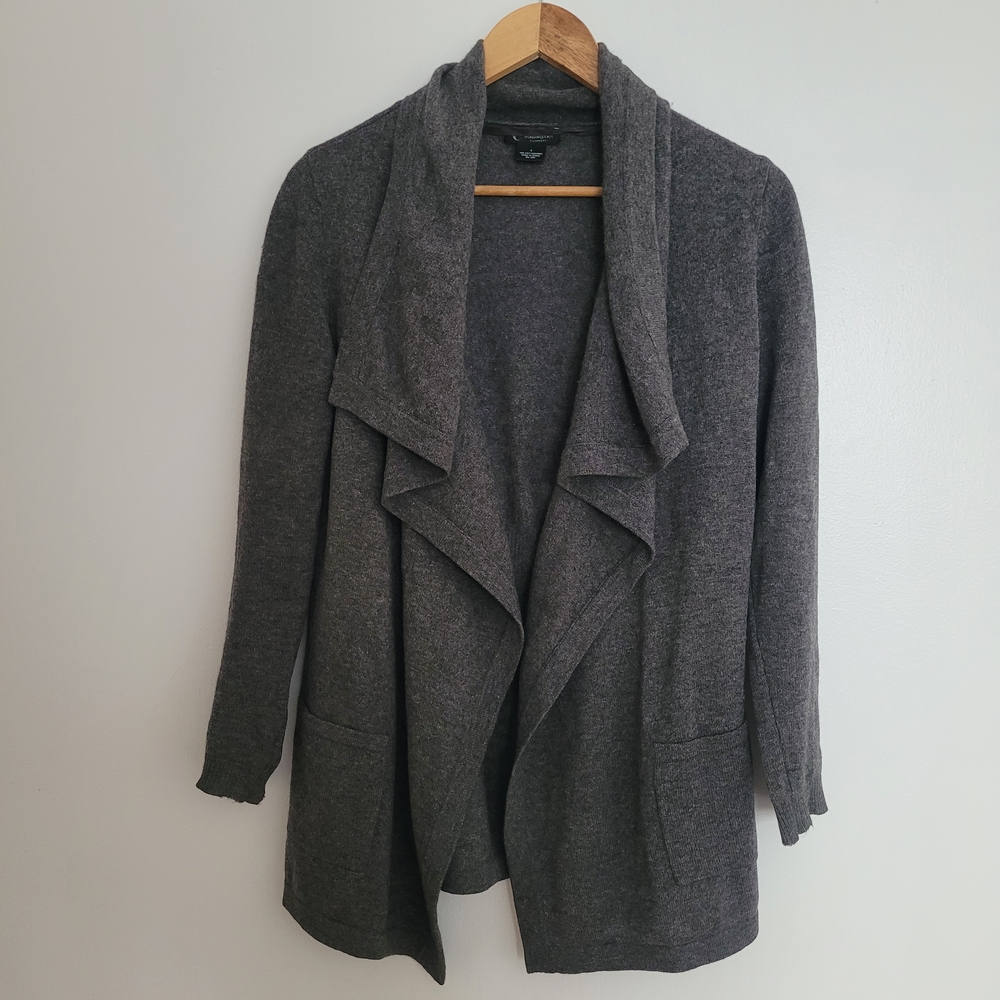 C By Bloomingdale's 100% Cashmere Charcoal Gray Drape Cardigan Size S